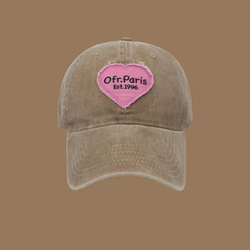 Wholesale Spring and summer large head circumference hot girl heart retro soft top baseball cap